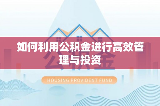 大兴如何利用公积金进行高效管理与投资